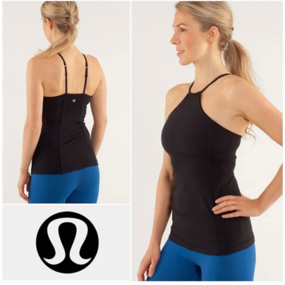 LULULEMON Flip With No Flop Tank Black Halter Size 8